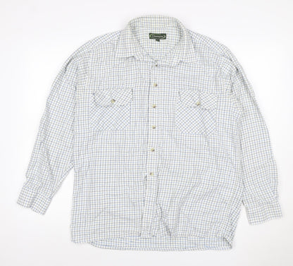 Champion Men’s XL White Blue Check Long Sleeve Button-Up Shirt