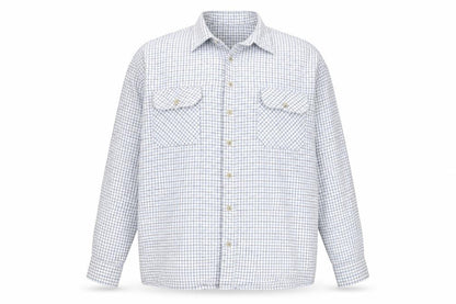 Champion Men’s XL White Blue Check Long Sleeve Button-Up Shirt