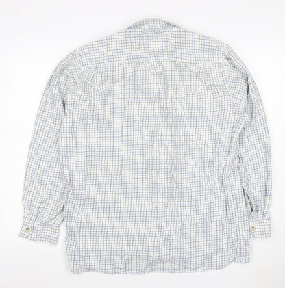 Champion Men’s XL White Blue Check Long Sleeve Button-Up Shirt