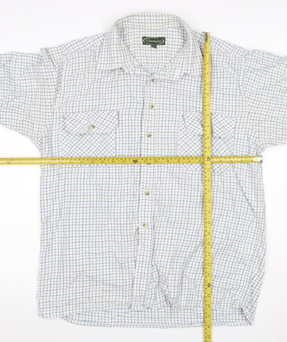 Champion Men’s XL White Blue Check Long Sleeve Button-Up Shirt