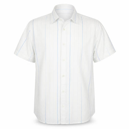 Next Men’s White Blue Stripe Cotton Short Sleeve Button-Up Shirt M