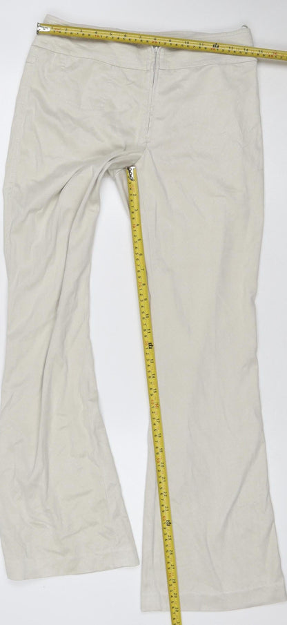 Next Women’s Ivory Wide-Leg Trousers Size 10 Regular Stretch Zip