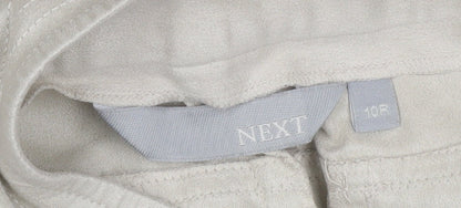Next Women’s Ivory Wide-Leg Trousers Size 10 Regular Stretch Zip