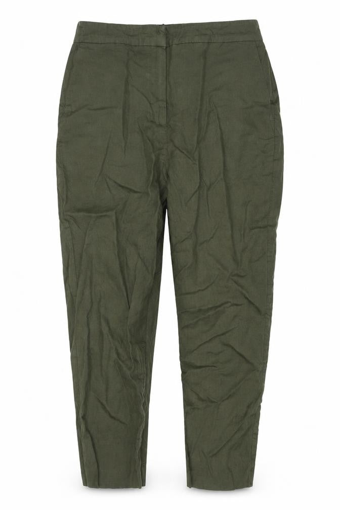 John Lewis & Partners Women’s Green Size 14 Linen Wide-Leg Trousers