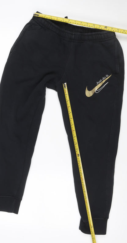 Nike Men’s Black S Jogger Sweatpants Gold Just Do It Drawstring