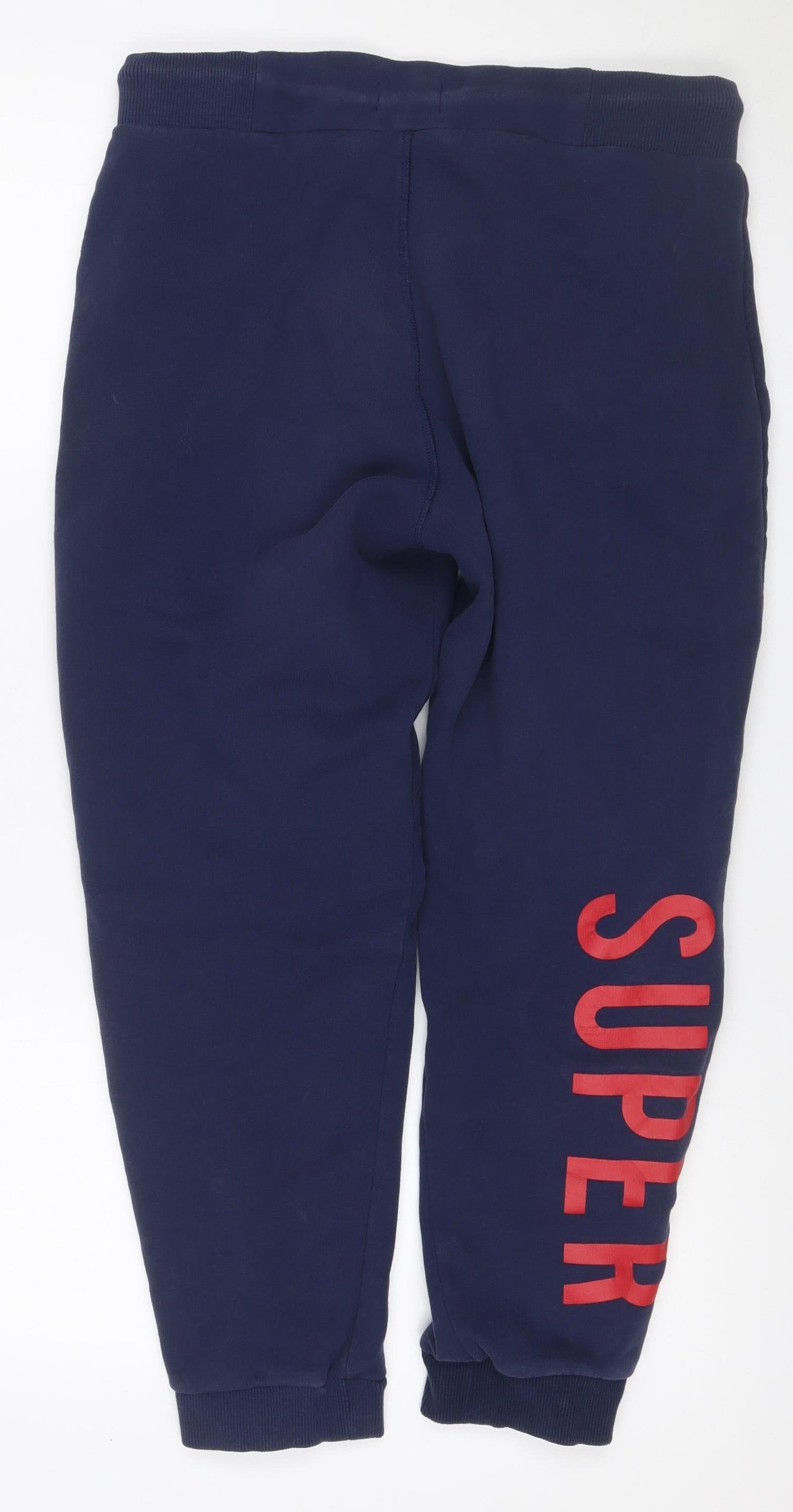 Superdry Men’s Blue S Jogger Sweatpants Logo Drawstring Cotton Blend