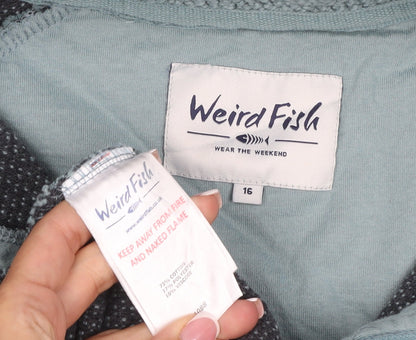 Weird Fish Womens Blue Size 16 1/4 Zip Fleece Sweatshirt Pockets
