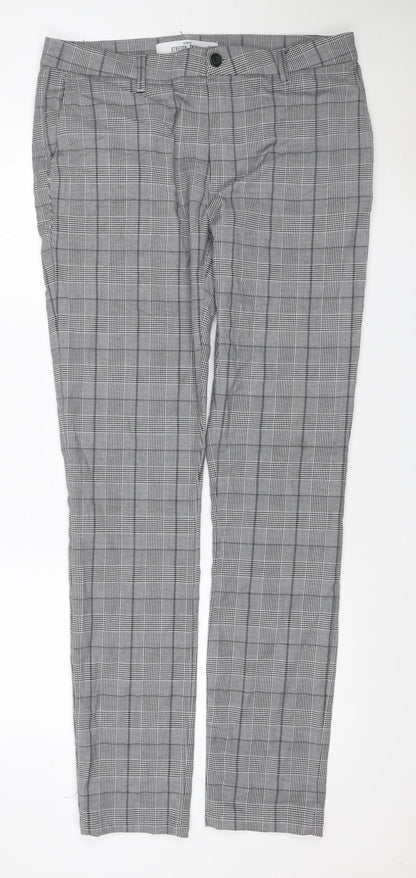 Topman Men Grey Check Stretch Skinny Dress Trousers W34 L34