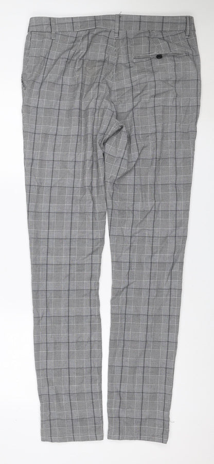 Topman Men Grey Check Stretch Skinny Dress Trousers W34 L34