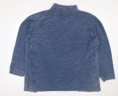 Weird Fish Men's Blue 2XL Mock Neck Knit Pullover Sweatshirt Logo