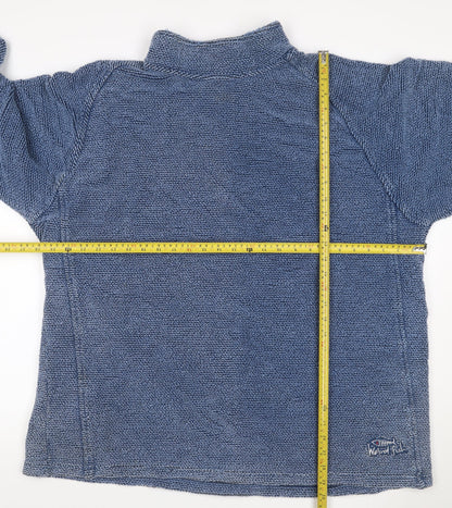 Weird Fish Men's Blue 2XL Mock Neck Knit Pullover Sweatshirt Logo