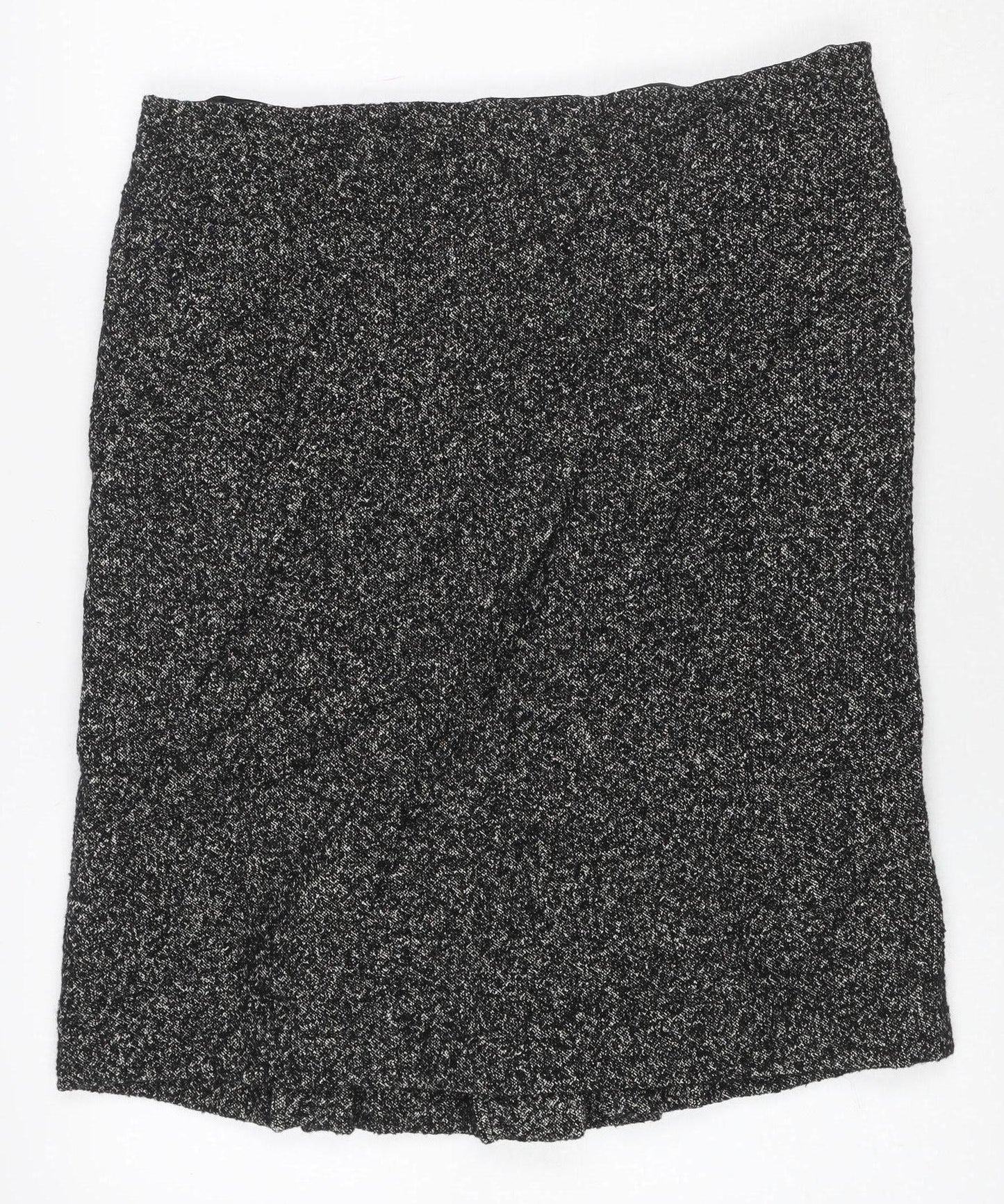 Viyella Women Grey Tweed Wool Blend UK 14 Knee Length Pencil Skirt