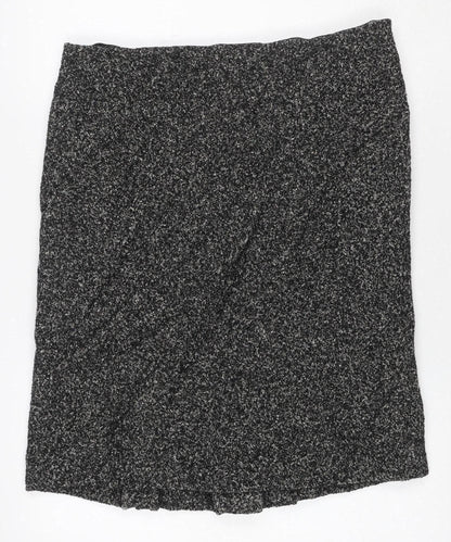 Viyella Women Grey Tweed Wool Blend UK 14 Knee Length Pencil Skirt