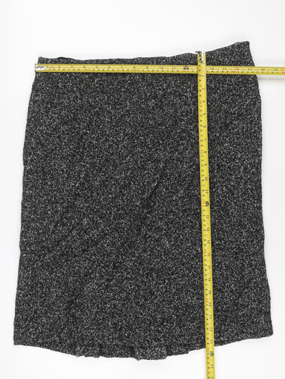 Viyella Women Grey Tweed Wool Blend UK 14 Knee Length Pencil Skirt