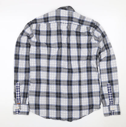 Hugo Boss Orange Men’s Blue Grey Check Cotton Shirt Size S