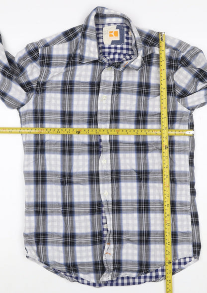Hugo Boss Orange Men’s Blue Grey Check Cotton Shirt Size S