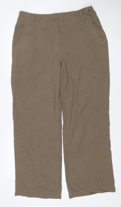 Rohan Women’s Brown Size 14 Travel Linen Wide Leg Trousers