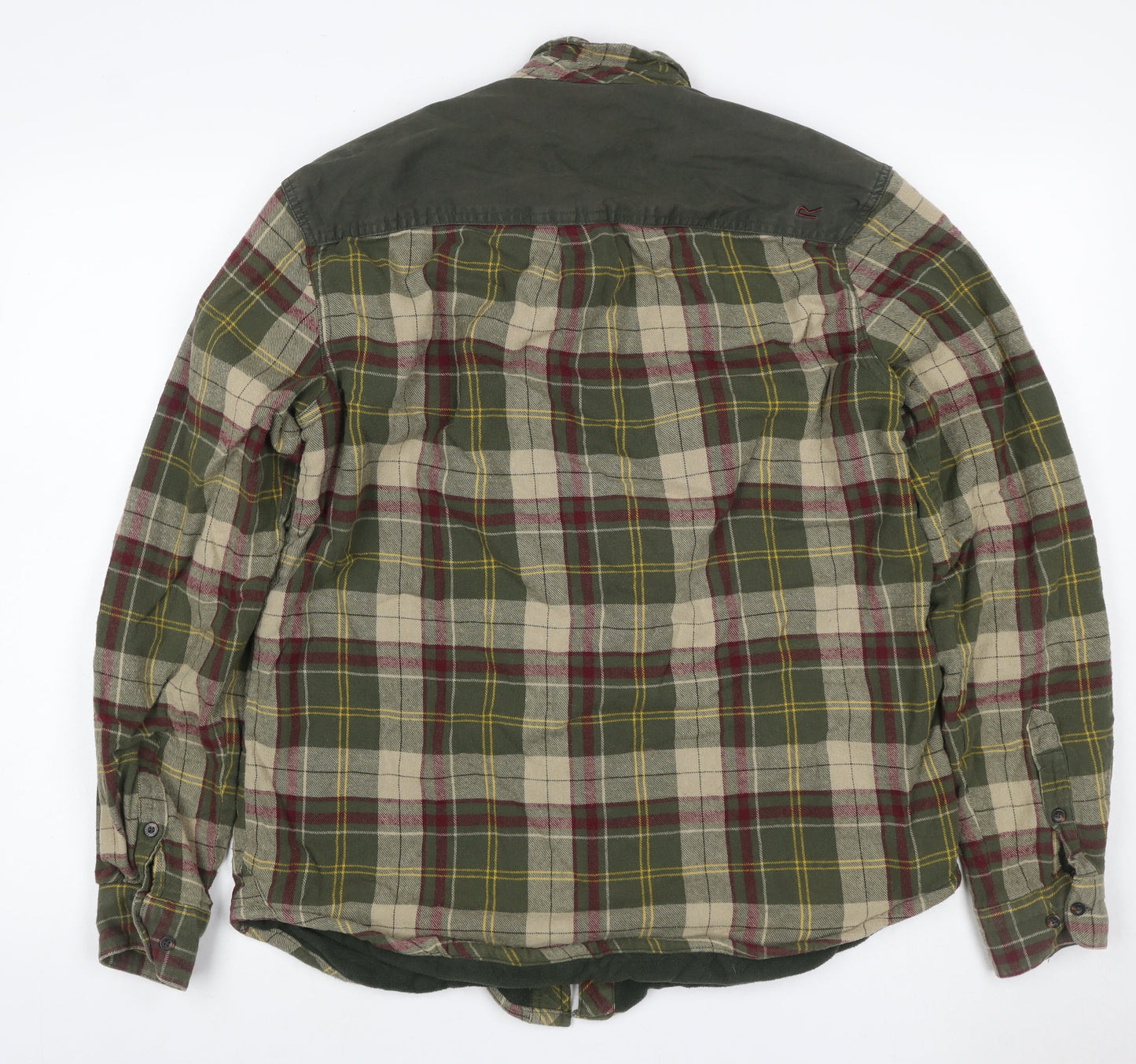Regatta Men’s Green Plaid Lined Flannel Button-Up Shirt Size L