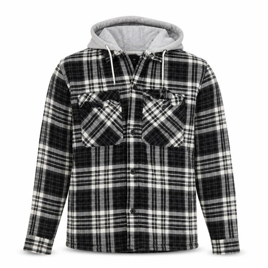 H&M Men’s Black Grey Plaid Hooded Shacket Jacket Size M