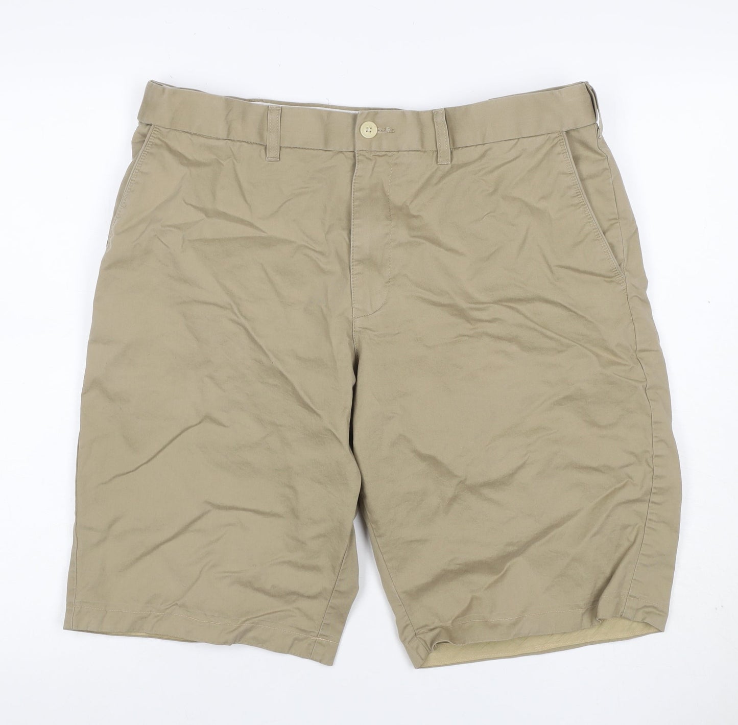 Marks and Spencer Men’s Beige W36 Cotton Chino Shorts Flat Front