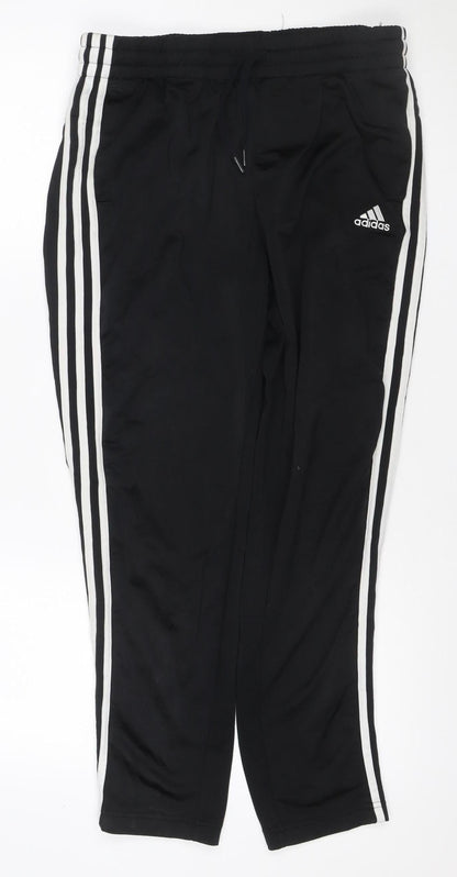 Adidas Women’s Black UK 18 Track Pants White 3 Stripe Primegreen