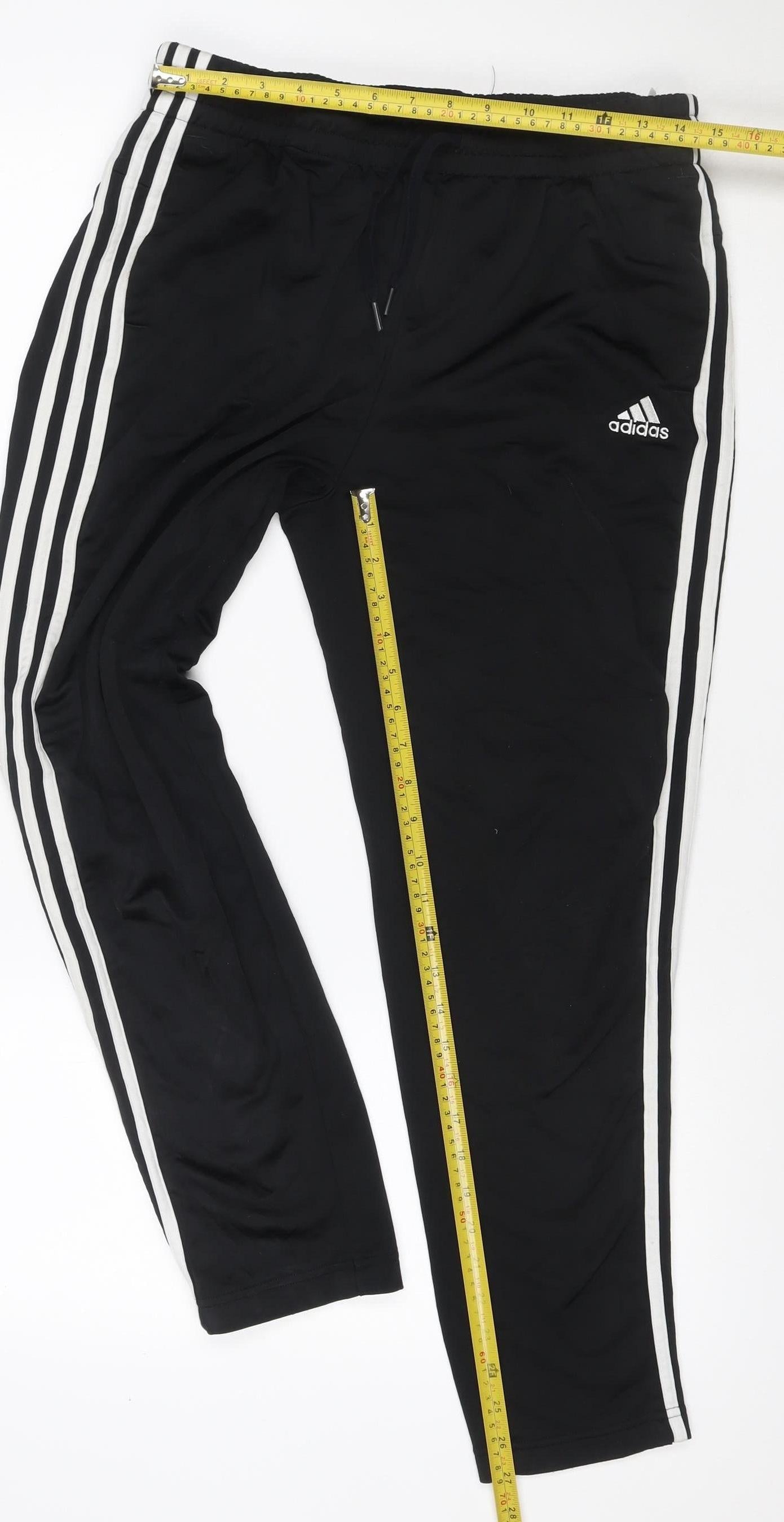Adidas Women’s Black UK 18 Track Pants White 3 Stripe Primegreen