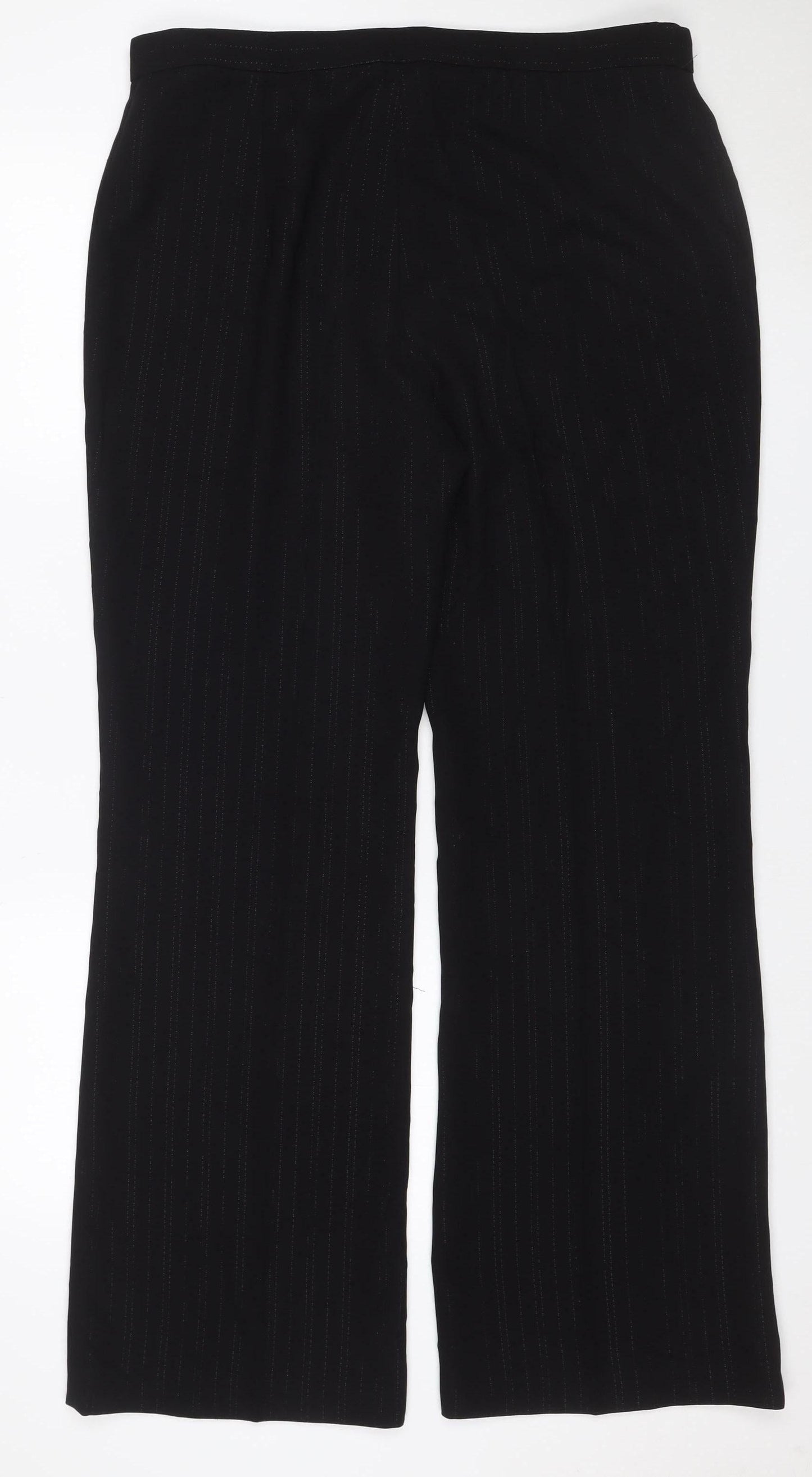 Elizabeth Emanuel Women’s Black Pinstripe Wide-Leg Trousers UK 18