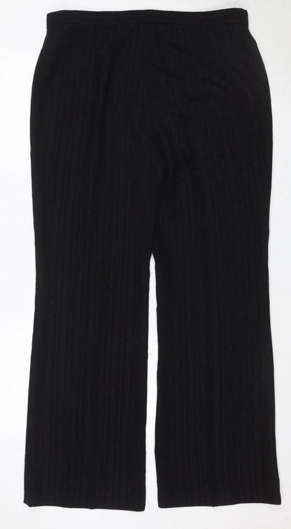 Elizabeth Emanuel Women’s Black Pinstripe Wide-Leg Trousers UK 18