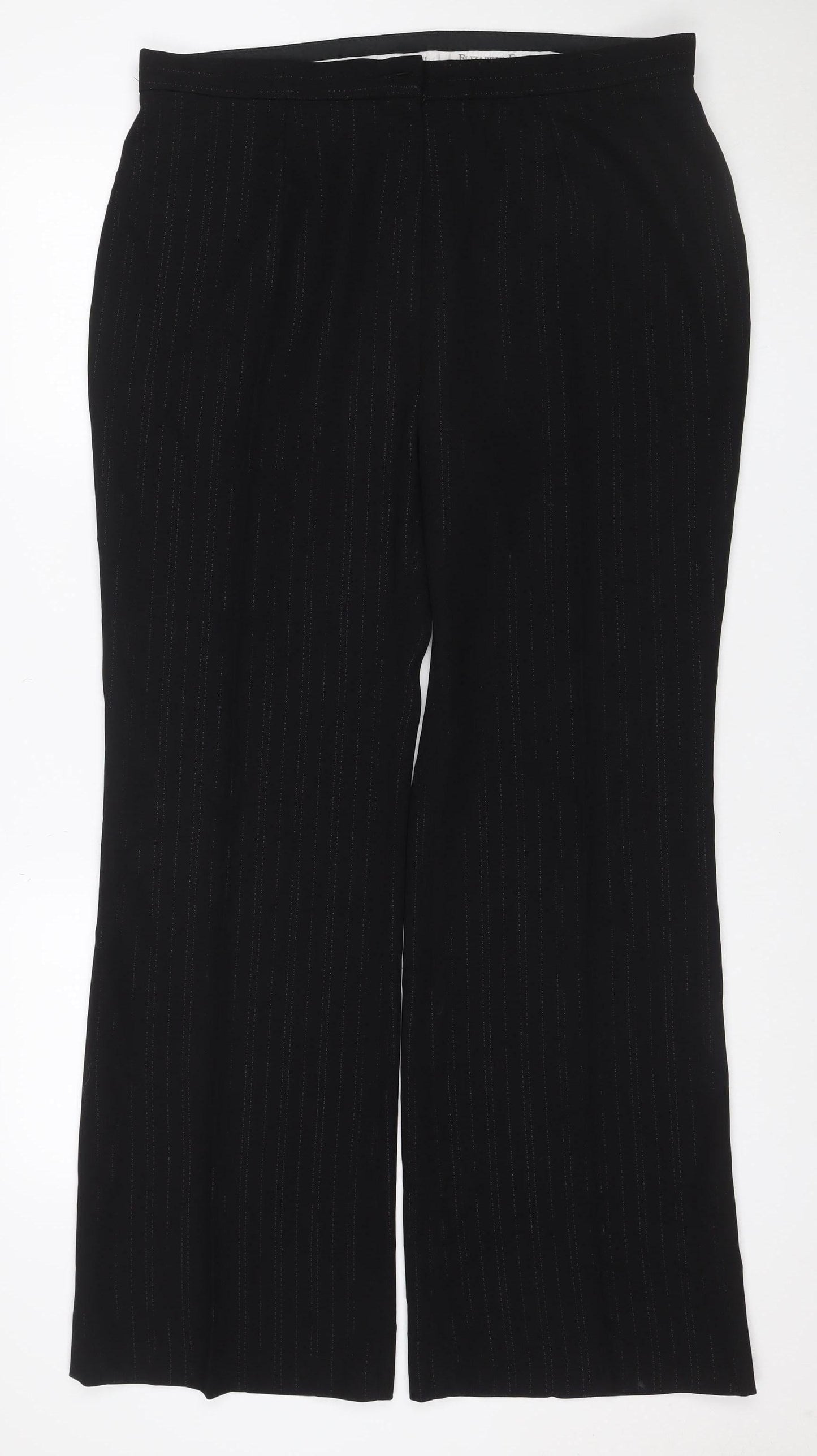 Elizabeth Emanuel Women’s Black Pinstripe Wide-Leg Trousers UK 18