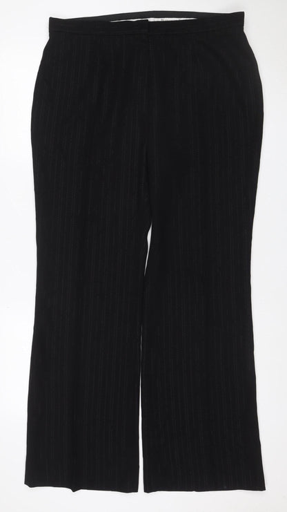Elizabeth Emanuel Women’s Black Pinstripe Wide-Leg Trousers UK 18