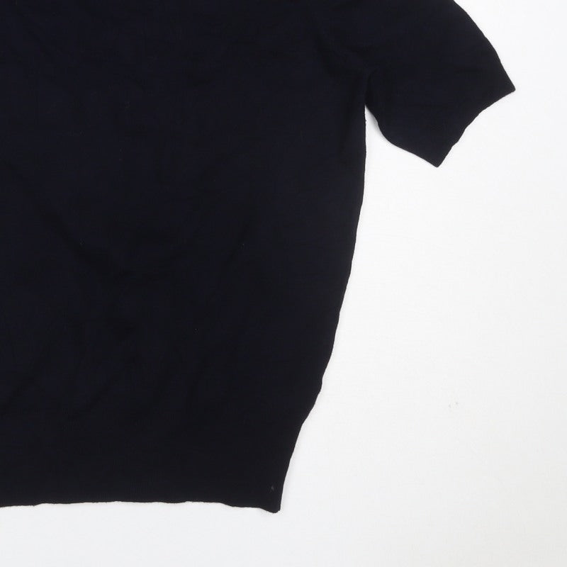 Zara Women Black S Basic Knit Short Sleeve Round Neck Top