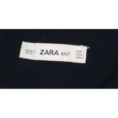 Zara Women Black S Basic Knit Short Sleeve Round Neck Top