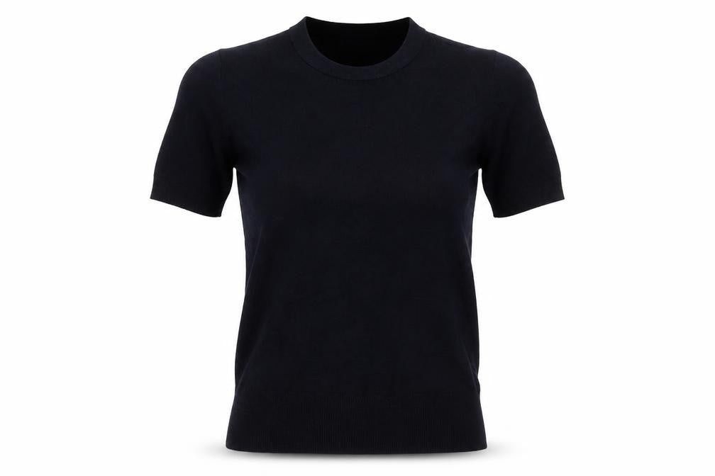 Zara Women Black S Basic Knit Short Sleeve Round Neck Top