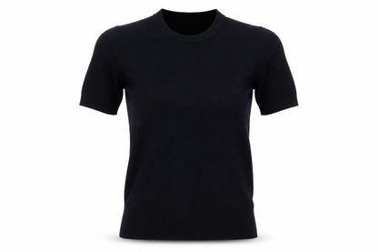 Zara Women Black S Basic Knit Short Sleeve Round Neck Top