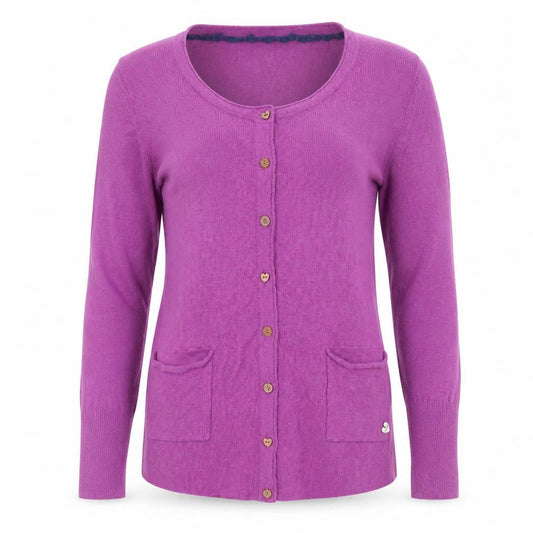 White Stuff Women’s Purple UK 10 Linen Cotton Button Cardigan