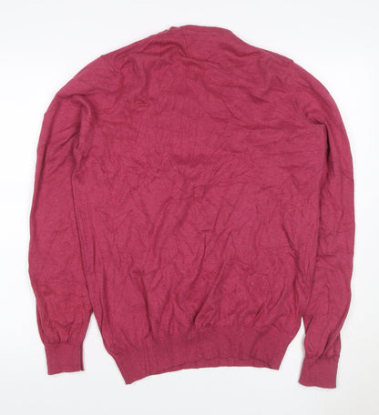 John Lewis Men’s Pink Cotton Cashmere V-Neck Pullover Jumper M