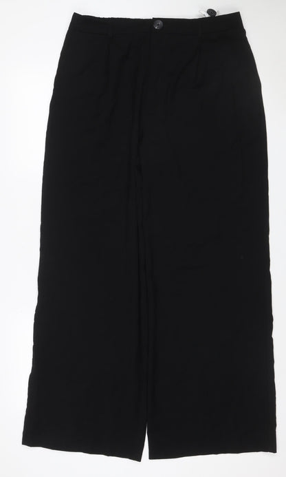 Stradivarius Unisex Adults Black Size 16 Wide-Leg Dress Trousers