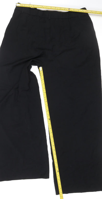 Stradivarius Unisex Adults Black Size 16 Wide-Leg Dress Trousers
