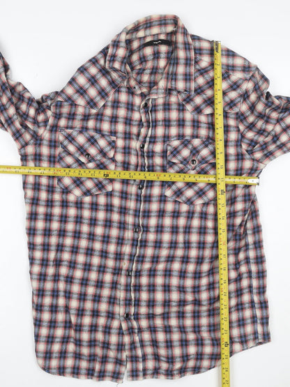 Diesel Men’s M Multicoloured Plaid Flannel Button-Up Shirt
