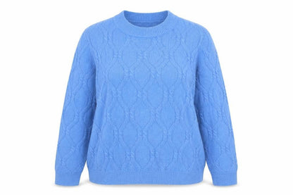 Damart Women Blue UK 14/16 Cable Knit High Neck Acrylic Jumper