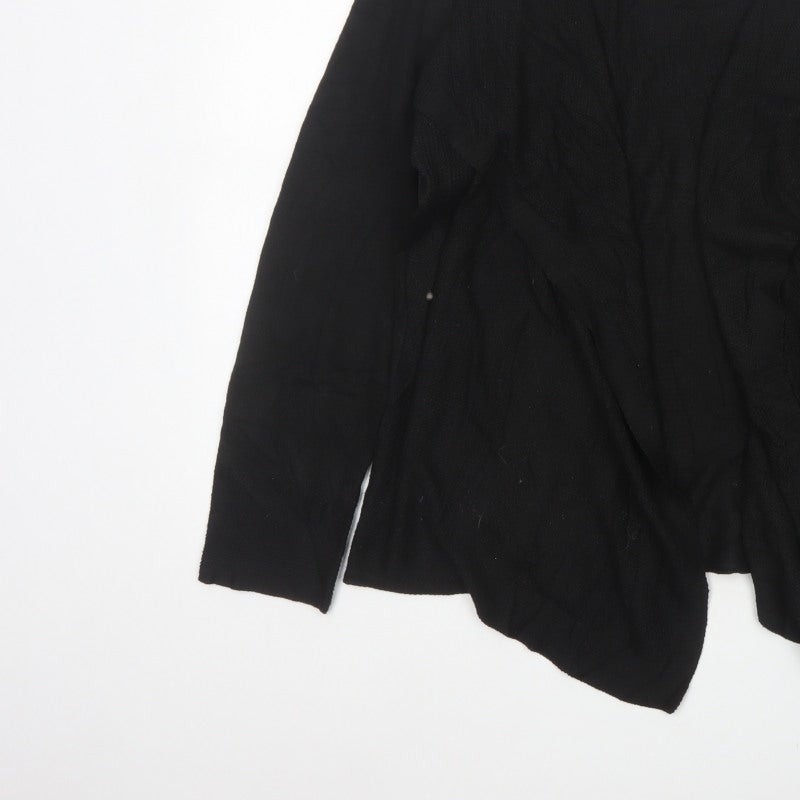 Design History Women’s Black Size 14 Open Waterfall Knit Cardigan