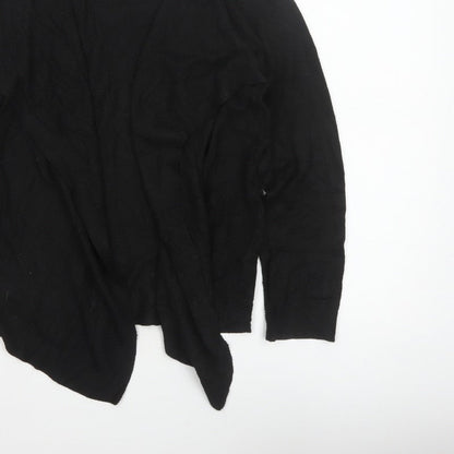 Design History Women’s Black Size 14 Open Waterfall Knit Cardigan