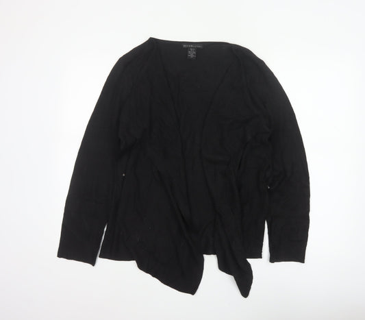 Design History Women’s Black Size 14 Open Waterfall Knit Cardigan