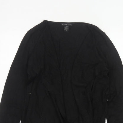 Design History Women’s Black Size 14 Open Waterfall Knit Cardigan