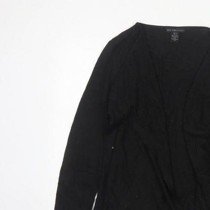 Design History Women’s Black Size 14 Open Waterfall Knit Cardigan