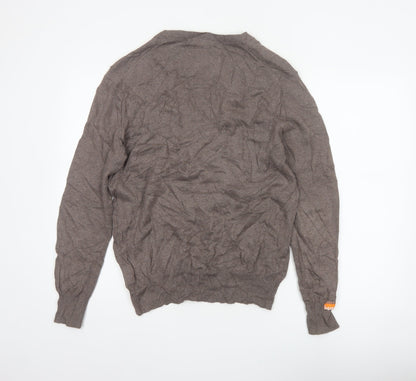 Superdry Men’s Brown M Cashmere Cotton Logo Crew Neck Jumper
