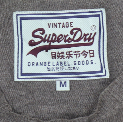 Superdry Men’s Brown M Cashmere Cotton Logo Crew Neck Jumper