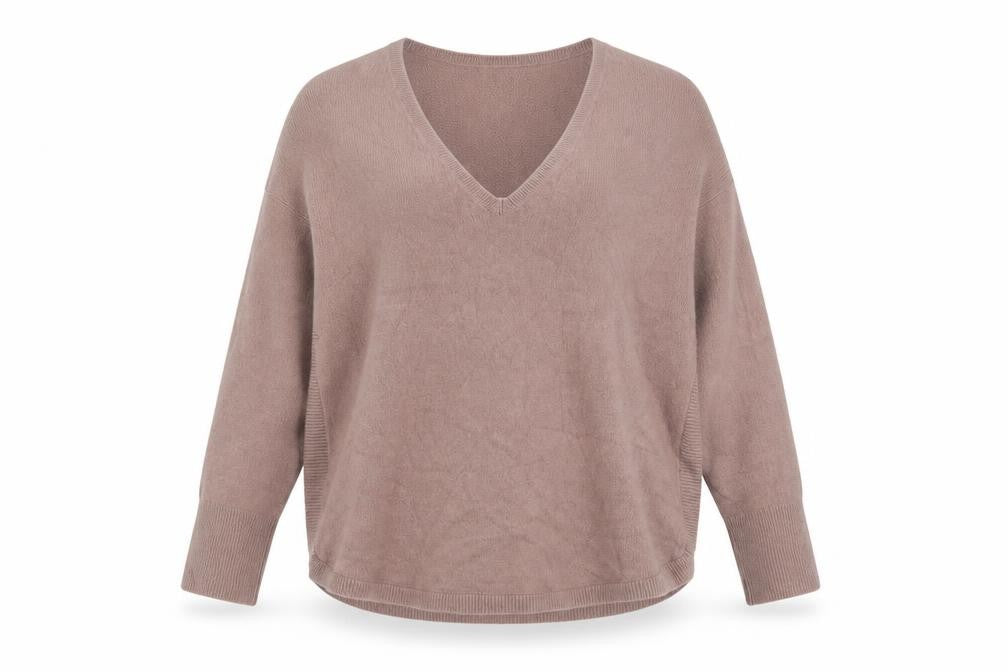 White Label Women’s Beige Cashmere V-Neck Pullover Jumper UK S