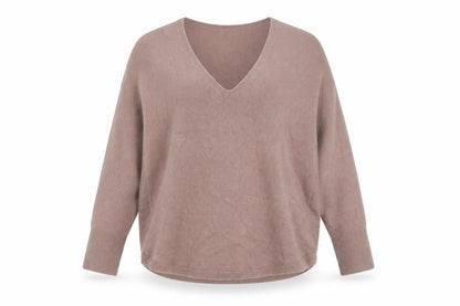 White Label Women’s Beige Cashmere V-Neck Pullover Jumper UK S