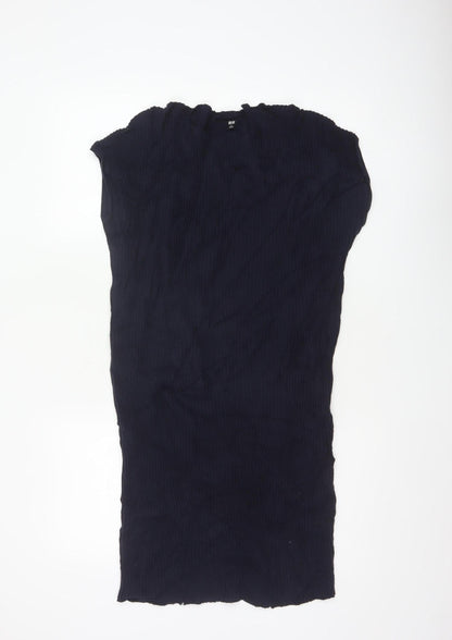 Uniqlo Women Blue S Rib Knit Cotton Jumper Dress Cap Sleeve